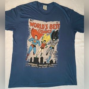 DC Comics Superman, Batman Men’s 2X Blue T-shirt